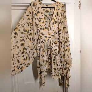 Leopard Print Wrap Top